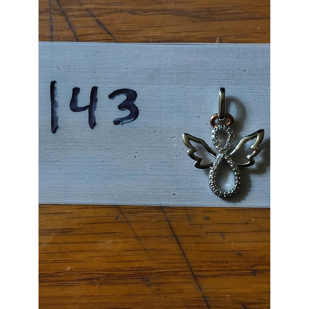 Guardian Angel Infinity Pendant Charm Sterling Silver 925 Two Tone Rose Gold CZ